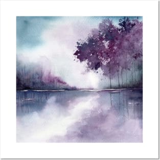 Purple watercolor scenery Posters and Art